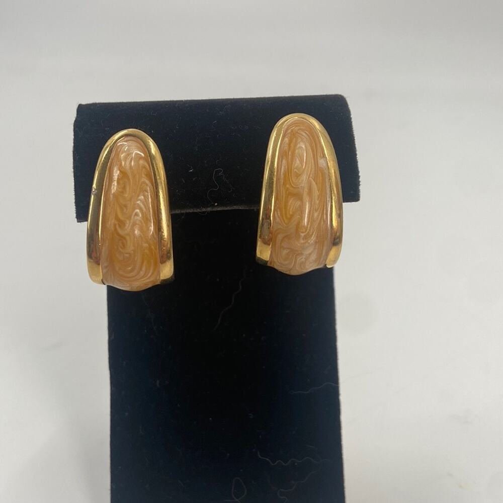 Vintage Napier 90s gold enamel clip on earrings